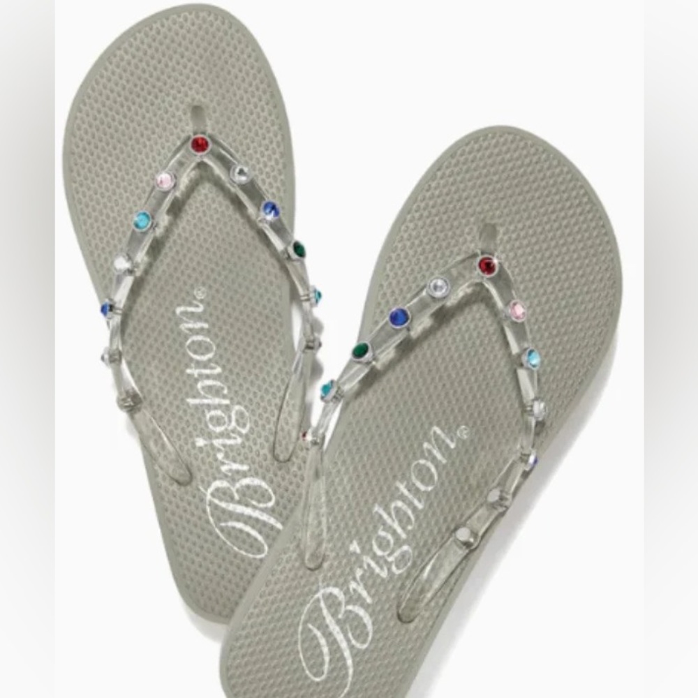 Brighton Gray Sandals with Colorful Rhinestones